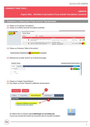 C@mpus EA FR Réutiliser Le Formulaire D'une Activité 'Inscriptions' Existante