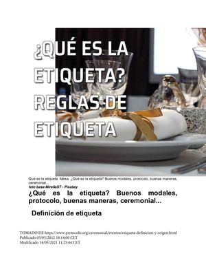 Etiqueta Y Protocolo Origen Y Generalidades