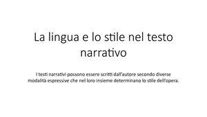 La Lingua E Lo Stile Nel Testo Narrativo