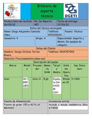 Bitácora De Soporte Técnico