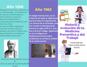 Folleto evolución de la Medicina Preventiva y del Trabajo
