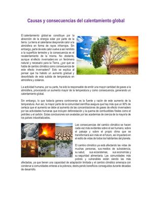 Causas Y Consecuencias Del Calentamiento Global