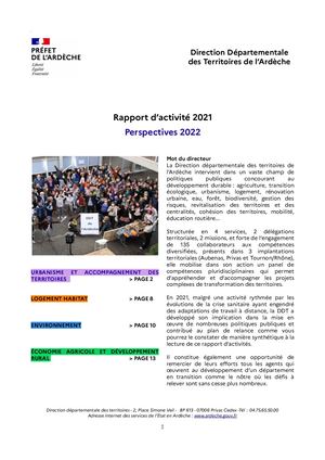 Rapport d'activité 2021 de la DDT de l'Ardèche