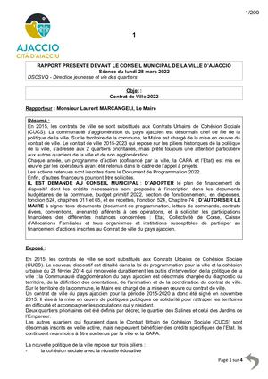 Contrat De Ville 2022