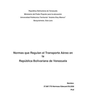 Normas Que Regulan El Transporte Aereo En Venezuela Hermoso Edwuard Dl2200