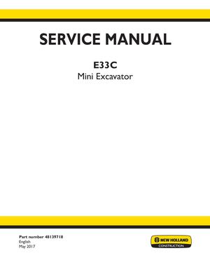 New Holland E33C Mini Excavator Service Repair Manual Instant Download