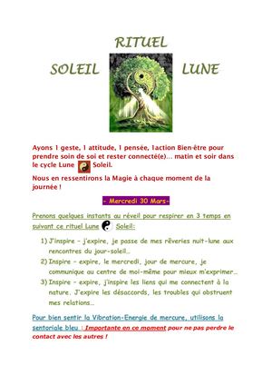 Rituel Lune Soleil Mercredi 30 Mars