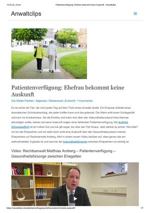 Patientenverfügung_ Ehefrau Bekommt Keine Auskunft - Anwaltclips