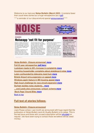 Noise Bulletin 160 March 22