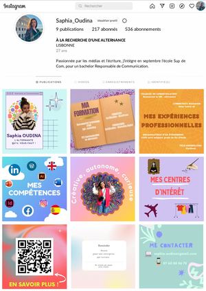 Oudina Saphia - CV Instagram