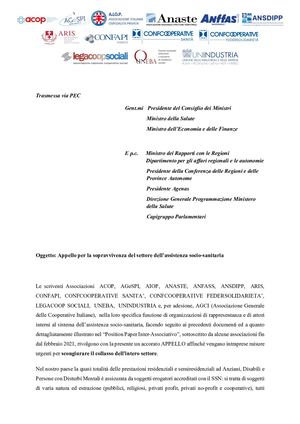 Appello per la sopravvivenza del settore sociosanitario
