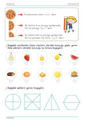 2 Sinif Kesirler Konu Anlatimi Etkinlik Butun Yarim Ceyrek (1)