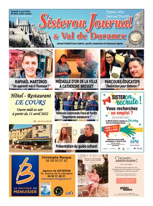 3921 Sisteron Journal Du Samedi 2 Avril 2022