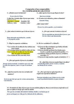 Comprension Lectora Gratitud Yosselin Rivera