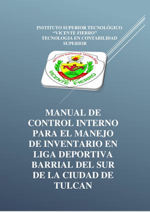 Manual De Control Interno Para El Manejo De Inventario En Liga Deportiva Barrial Del Sur De La Ciudad De Tulcan