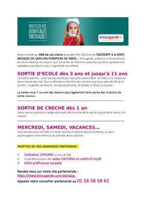 Adosspp Kinougarde Modalités Et Avantages Octobre 2021