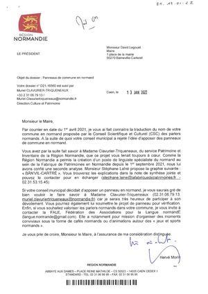 Etude ajout du panneau de Barneville-Carteret en patois normand