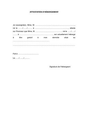 Attestation Hebergement