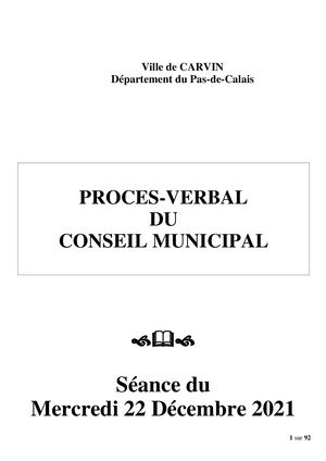 PV Séance du 22 décembre 2021