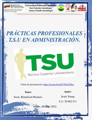 Prácticas profesionales, T.S.U en Administración