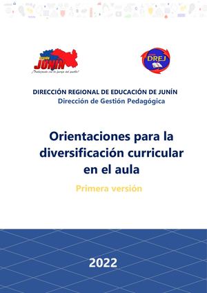 Orientaciones Para La Diversificación Curricular En El Aula 31mar2022 Parte I