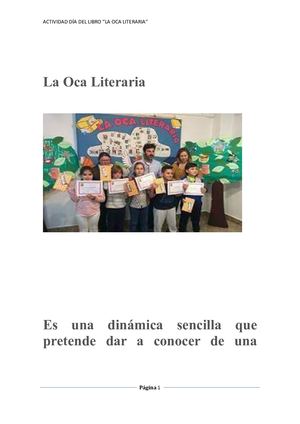 La Oca Literaria Es Una Dinámica Sencilla Que Pretende Dar A Conocer De Una Forma Amena