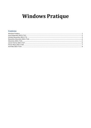 Sommaire Windows Pratique