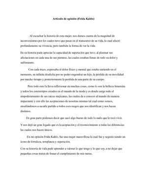 Artículo De Opinión (Frida Kahlo)