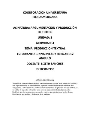 Artículo De Opinión Diana Uribe Para Presentar Pdf