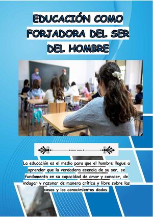 Educación Como Forjadora Del Ser Del Hombre