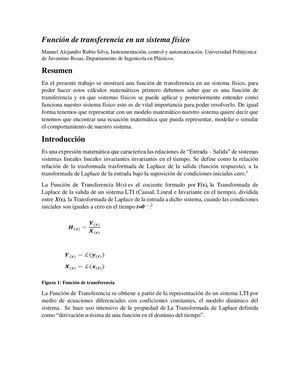 Función De Transferencia En Un Sistema Físico