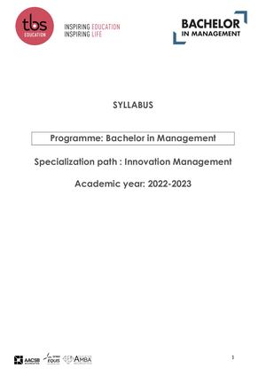 B3 Specialization Path Innovation Management English Track