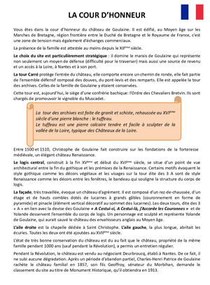 Fiches explicatives - Château de Goulaine