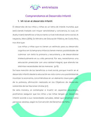 Marco Teórico Comprendamos El Desarrollo Infantil .