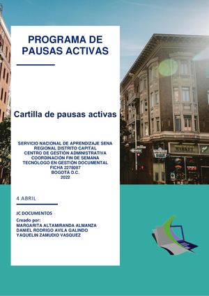 Cartilla De Pausas Activas