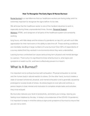 Calaméo - How To Recognize The Early Signs Of Nurse Burnout