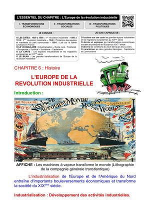 COURS - L'Europe De La Révolution Industrielle