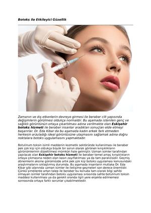 1- Botoks Ile Etkileyici Güzellik