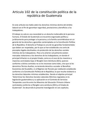 Articulo 102 De La Constitución Política De La República De Guatemala