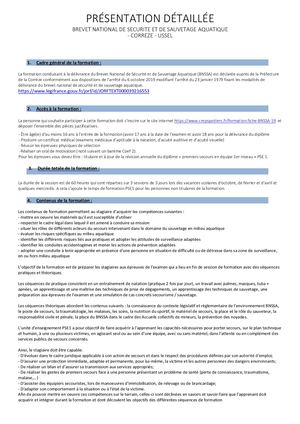 Fiche  Détaillée Bnssa Corrèze 2022 2023