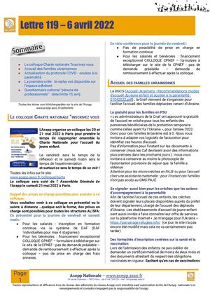 Lettre 119 Acepp Nationale 6 Avril 2022