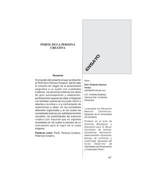 13. Perfil De La Persona Creativa Autor Prof. Orlando Cáceres Torres