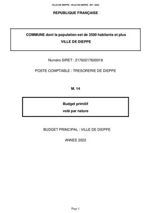 Budget Primitif 2022 Ville De Dieppe