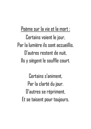 Poème sur la vie et la mort