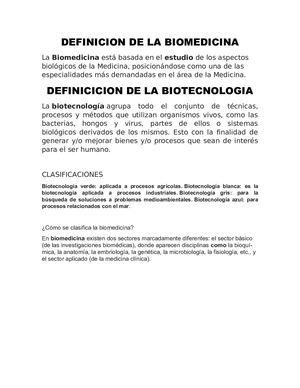 Definicion De La Biomedicina