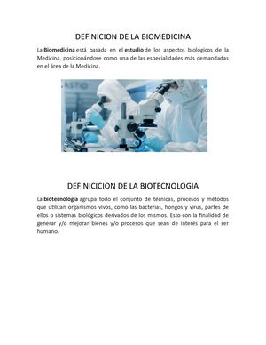 Definicion De La Biomedicina