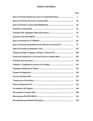 Catalogo General Y Completo De Banco De Prueba De Inyecctores