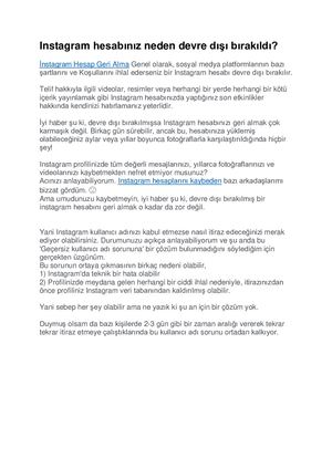 İNstagram Hesap Geri Alma