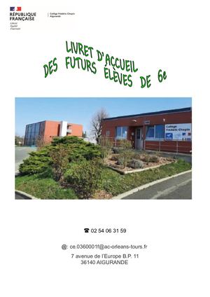 Livret D'accueil 6° A4 2022 2023