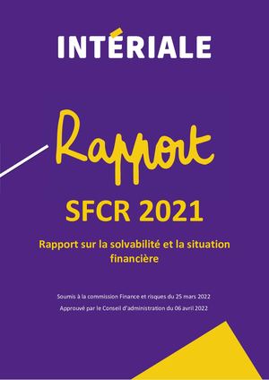 Rapport SFCR 2021